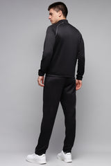 Men's Black Casual Polyester Full Sleeves Tracksuits