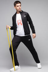 Men's Black Casual Polyester Full Sleeves Tracksuits