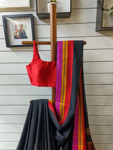 Women's Black Cotton Saree