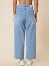 Women's Light Blue Casual Straight Fit Solid Jeans