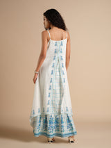 Women's White Casual Printed Sleeveless Dress