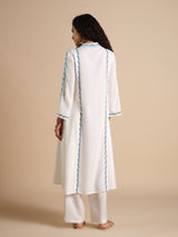Women's White Daily Solid Full Sleeves Kurta Set