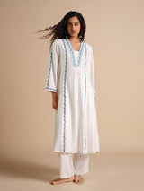Women's White Daily Solid Full Sleeves Kurta Set