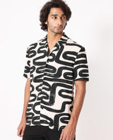 Men's Beige Casual Regular Fit Printed Half Sleeves Shirt