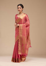 Women's Rani Pink Printed Art Silk Saree