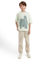 Boys Green Casual Oversized Fit Graphic Printed Half Sleeves Tshirt