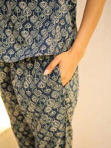 Women's Blue Daily Printed Half Sleeves Pyjama Set