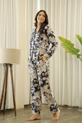 Women's Black Daily Printed Pyjama Set