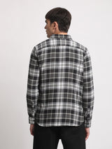 Men's Black Casual Checked Slim Fit Full Sleeves Shirt