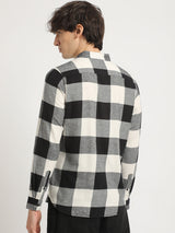 Men's Black Casual Slim Fit Checked Full Sleeves Shirt