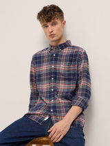 Men's Blue Casual Slim Fit Checked Full Sleeves Shirt