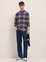 Men's Blue Casual Slim Fit Checked Full Sleeves Shirt