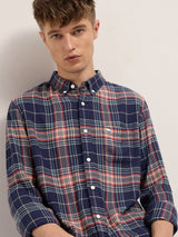 Men's Blue Casual Slim Fit Checked Full Sleeves Shirt