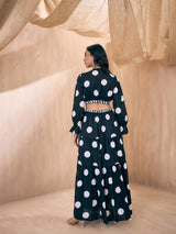Women's Black Casual Printed Fit & Flared Full Sleeves Dress
