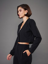 Women's Black Casual Regular Fit Solid Full Sleeves Blazer