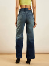 Women's Blue Casual Straight Fit Jeans