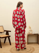 Women's Maroon Casual Regular Fit Full Sleeves Co-ords Set