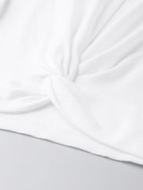 Women's White Casual Slim Fit Solid Three Quarter Sleeves Top