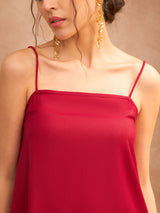 Women's Maroon Festive Strappy Kurta With Palazzo