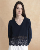 Women's Navy Casual Full Sleeves Top