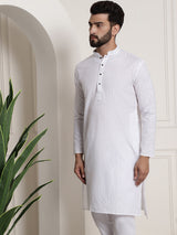 Men's White Full Sleeves Straight Cotton Kurta