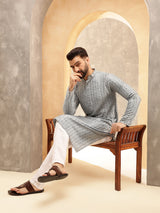 Men's Blue Full Sleeves Straight Kurta