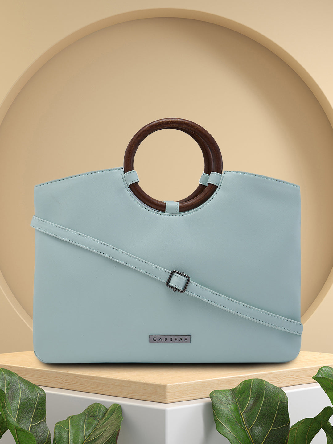 Women's Blue Faux Leather Satchel Handbag 10L