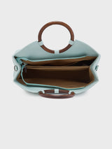Women's Blue Faux Leather Satchel Handbag 10L