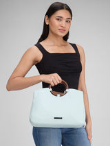 Women's Blue Faux Leather Satchel Handbag 10L