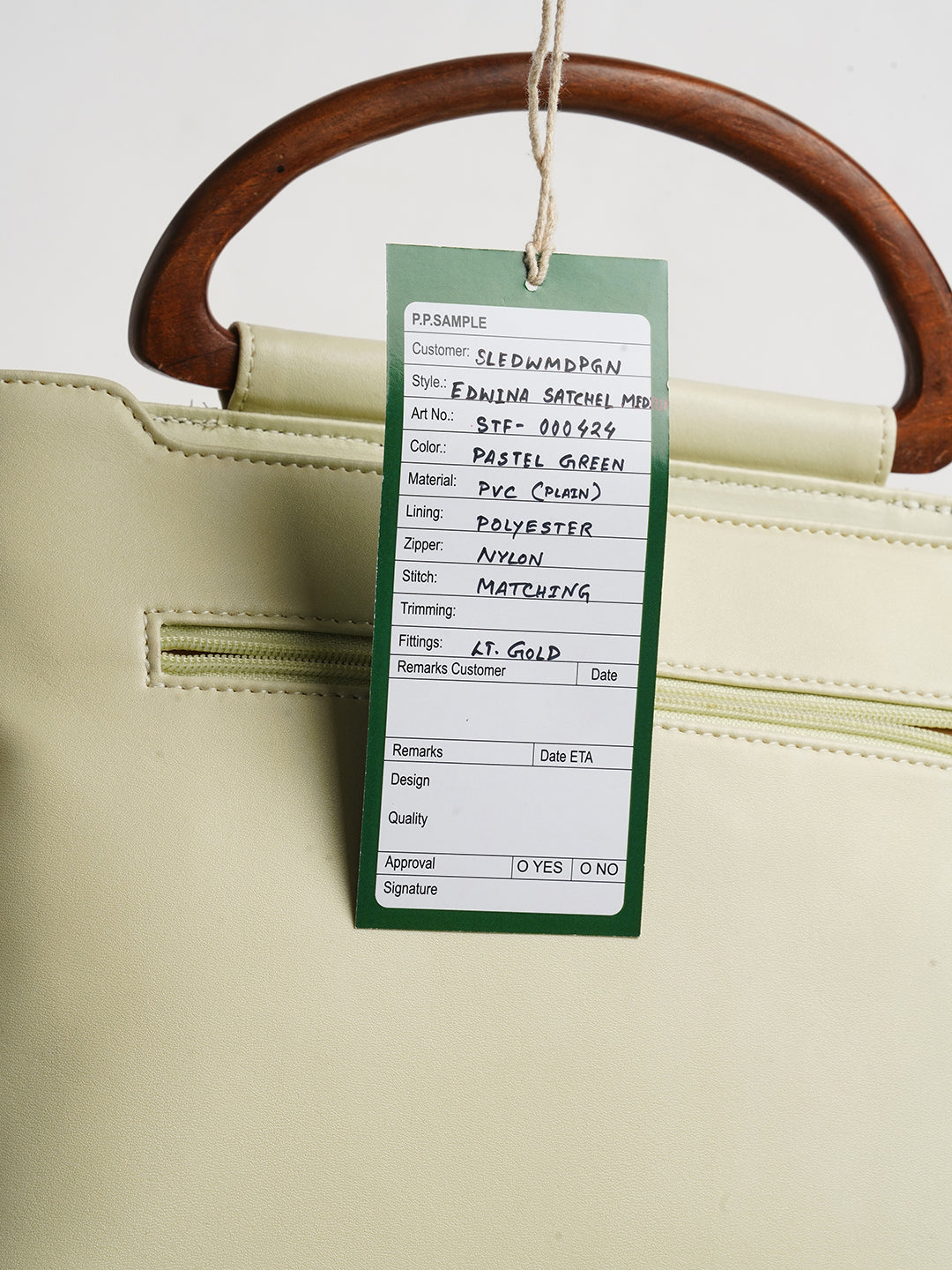 Women's PastelGreen Faux Leather Satchel Handbag 8L