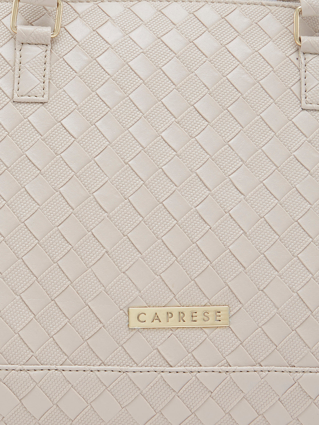 Women's Beige Faux Leather Satchel Handbag 12L