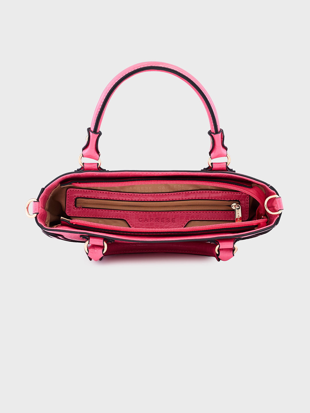 Women's Flamingo Pink Faux Leather Satchel Handbag 2L