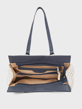 Women's Navy Faux Leather Satchel Handbag 13L