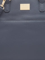 Women's Navy Faux Leather Satchel Handbag 13L