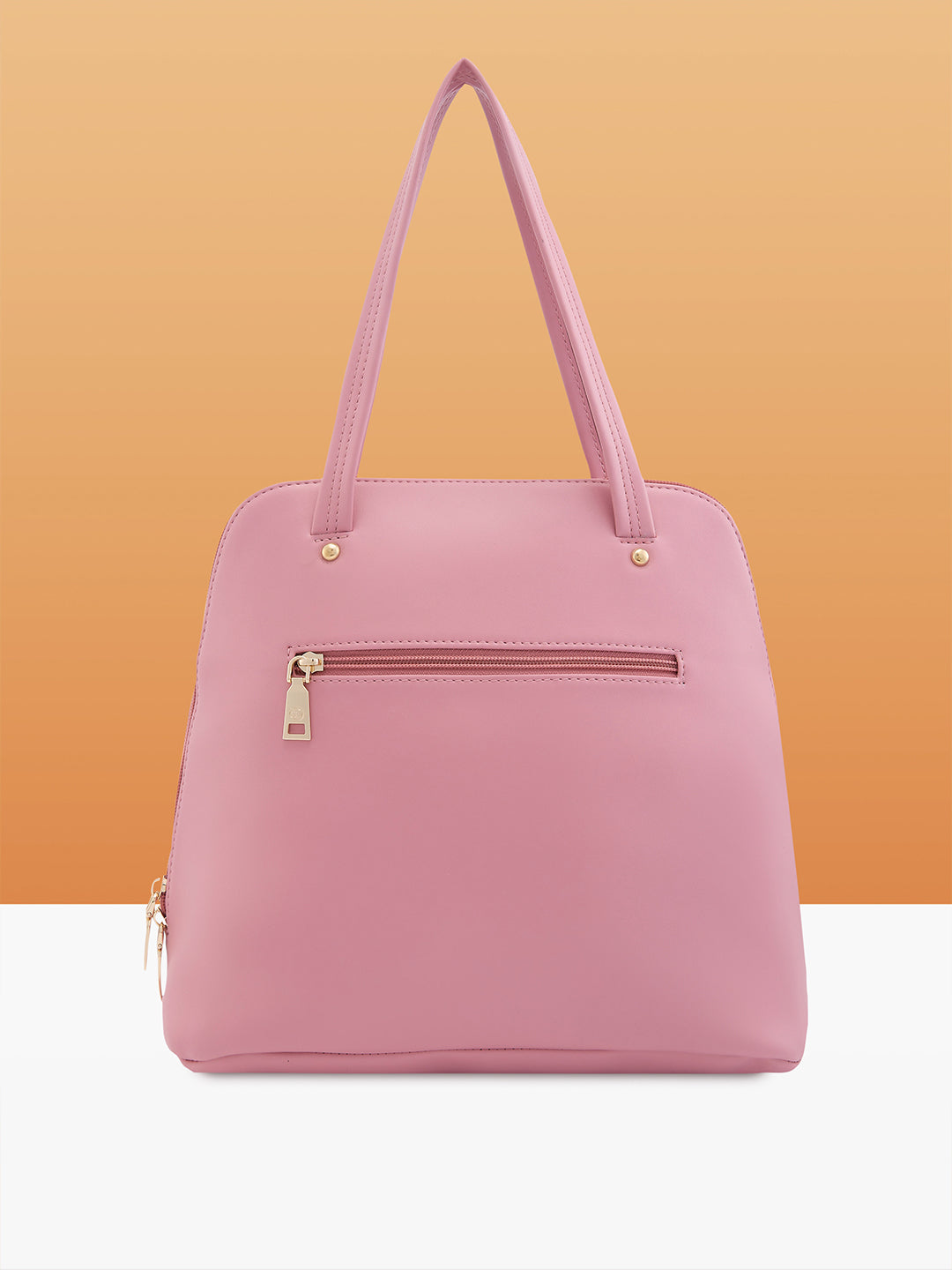 Women's Pink Faux Leather Satchel Handbag 16L