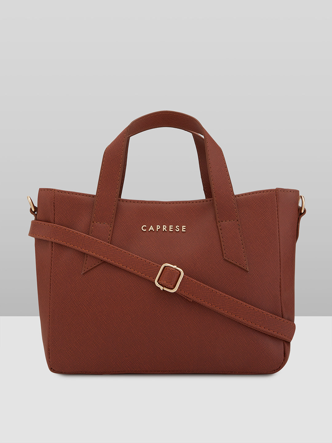 Women's Brown Faux Leather Satchel Handbag 6L