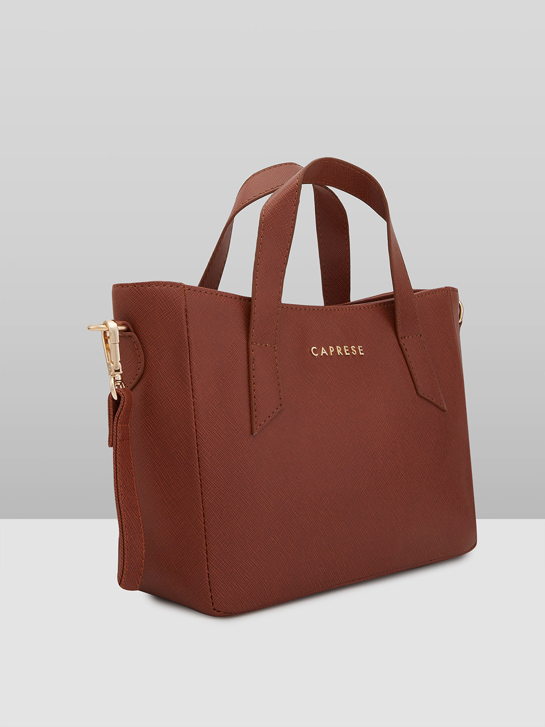 Women's Brown Faux Leather Satchel Handbag 6L