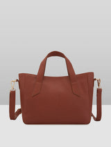 Women's Brown Faux Leather Satchel Handbag 6L