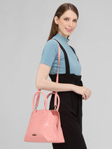 Women's Salmon Orange Faux Leather Satchel Handbag 10L