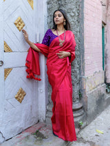 Women's Pink Silk Saree
