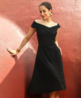 Women's Onyx Black Criss-Cross Midi Dress