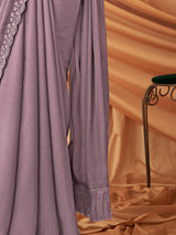 Women's Georgette Purple Embellished Designer Saree with Blouse Piece