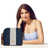 Women's Navy Blue Casual Colorblocked Sling Bag
