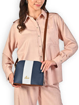 Women's Navy Blue Casual Colorblocked Sling Bag
