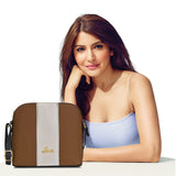Women's Tan Casual Colorblocked Sling Bag
