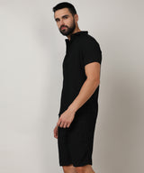 Men's Black Casual Half Sleeve Co-ords Set