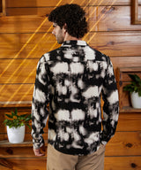 Men's Onyx Black Casual Full Sleeve Textured Brushwork Shirt