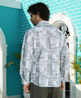 Men's Grey Casual Full Sleeve Printed Shirt