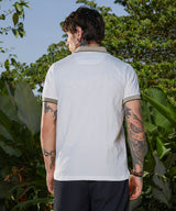 Men's Chalk White and Olive Green Ripple-Logenze Polo Tshirt