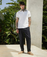 Men's Chalk White and Olive Green Ripple-Logenze Polo Tshirt